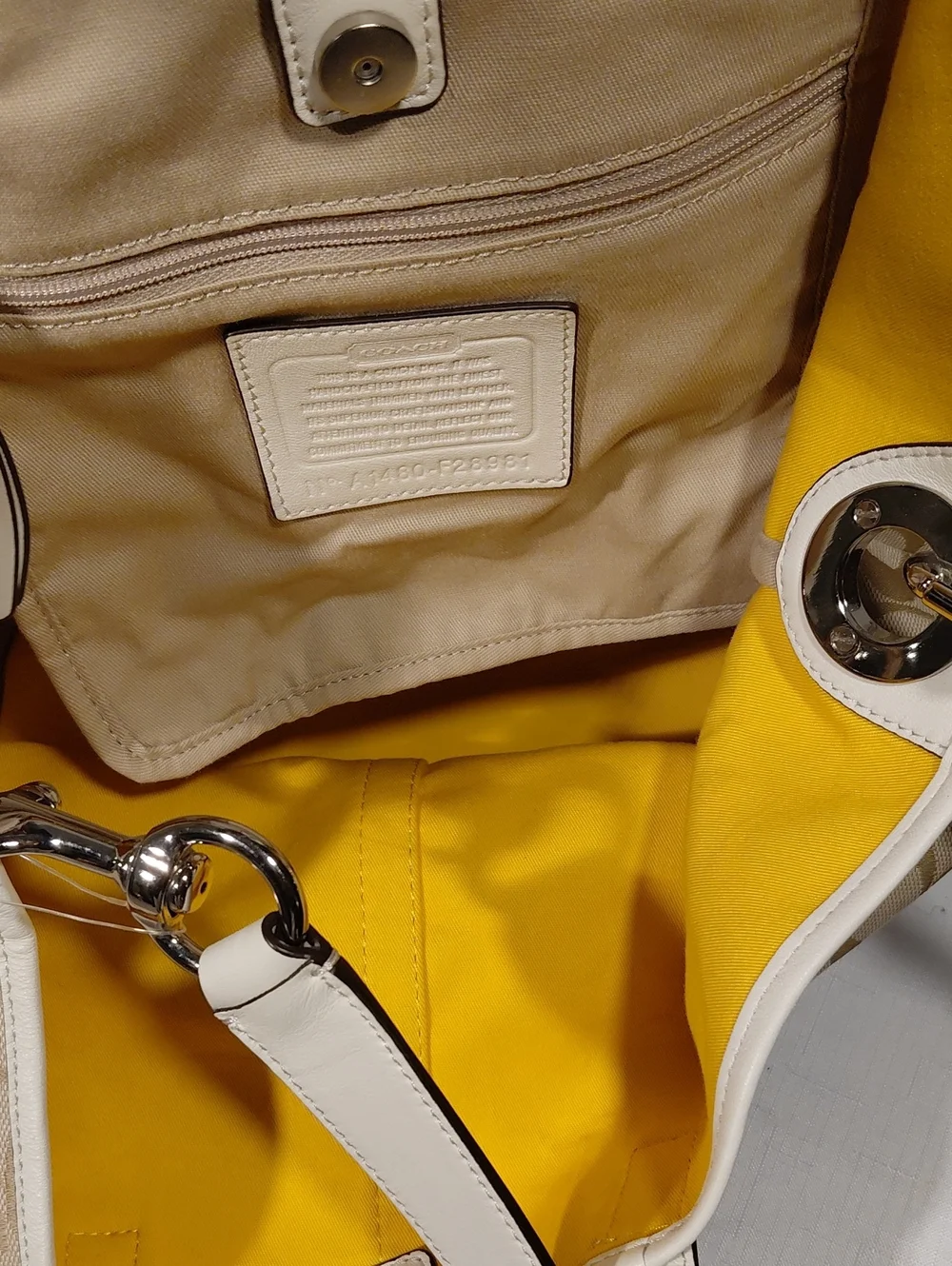 Coach Hadley Cream Signature Canvas Tote Bag